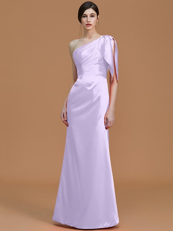 Mermaid Gorgeous One-Shoulder Sleeveless Ruched Satin Bridesmaid Dresses