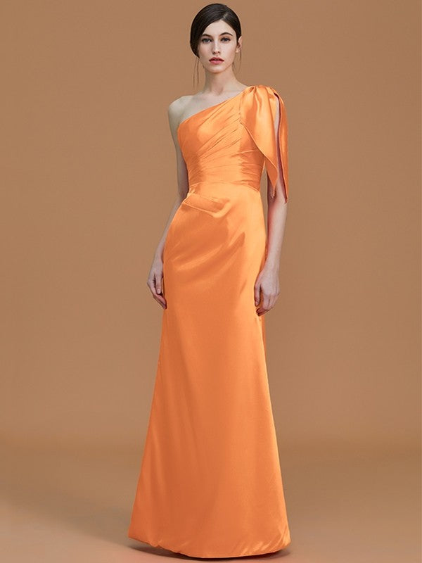 Mermaid Gorgeous One-Shoulder Sleeveless Ruched Satin Bridesmaid Dresses