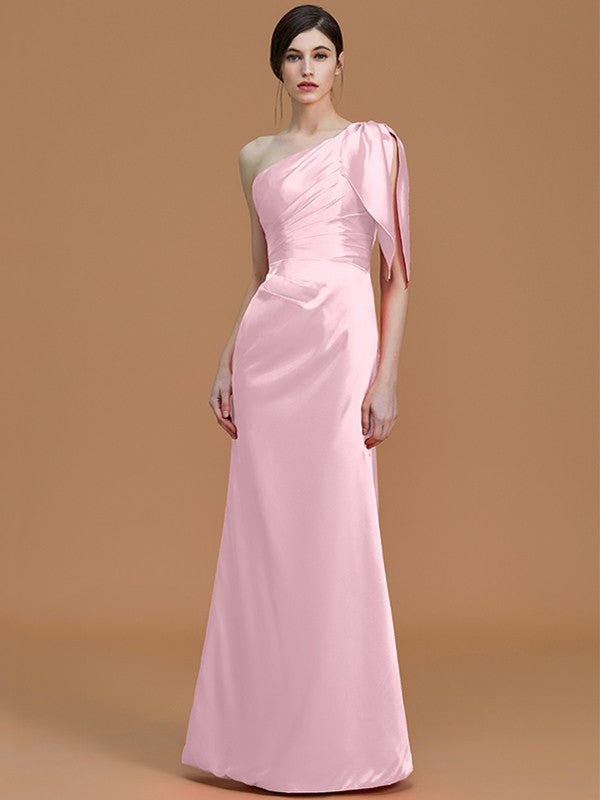 Mermaid Gorgeous One-Shoulder Sleeveless Ruched Satin Bridesmaid Dresses