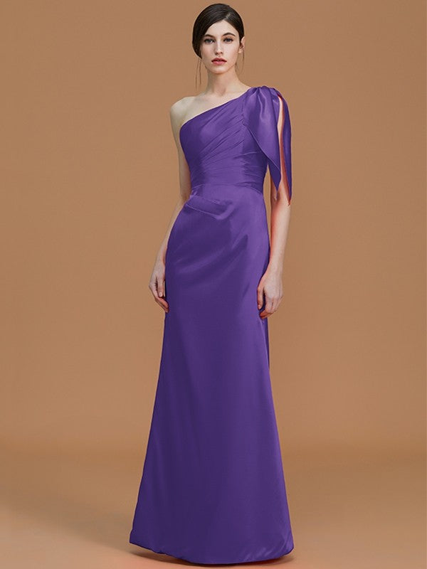Mermaid Gorgeous One-Shoulder Sleeveless Ruched Satin Bridesmaid Dresses