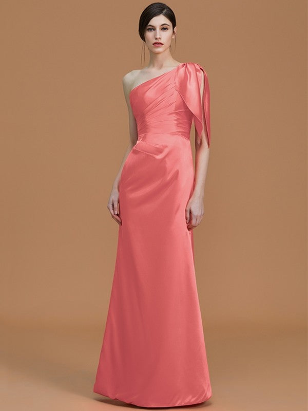 Mermaid Gorgeous One-Shoulder Sleeveless Ruched Satin Bridesmaid Dresses