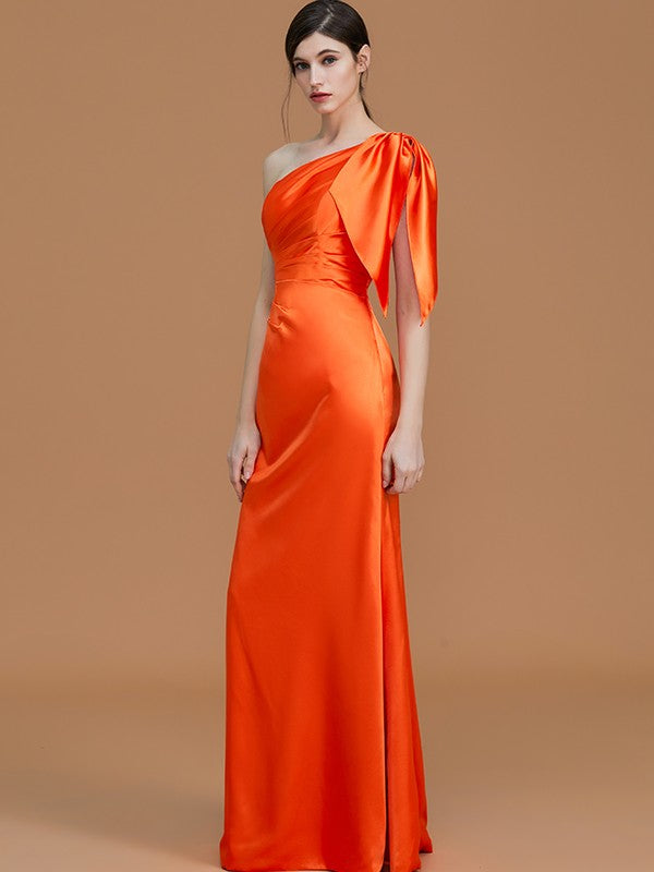 Mermaid Gorgeous One-Shoulder Sleeveless Ruched Satin Bridesmaid Dresses