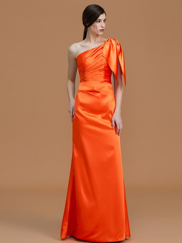 Mermaid Gorgeous One-Shoulder Sleeveless Ruched Satin Bridesmaid Dresses