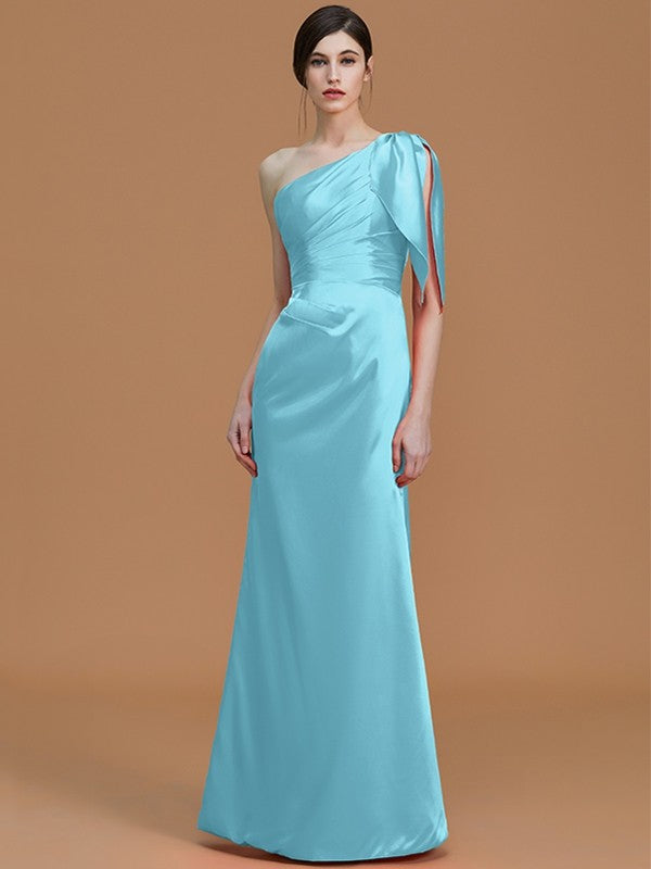 Mermaid Gorgeous One-Shoulder Sleeveless Ruched Satin Bridesmaid Dresses