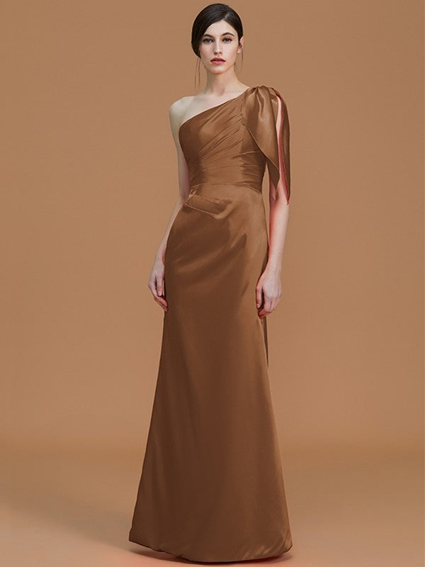 Mermaid Gorgeous One-Shoulder Sleeveless Ruched Satin Bridesmaid Dresses