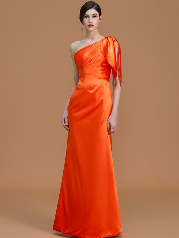 Mermaid Gorgeous One-Shoulder Sleeveless Ruched Satin Bridesmaid Dresses