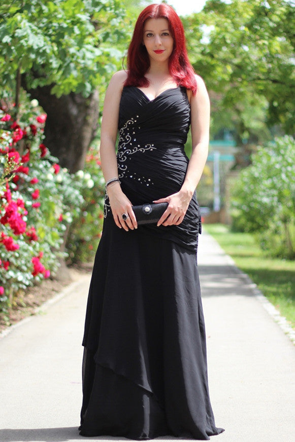 Mermaid Halter Sleeveless Floor-Length Chiffon Beading Evening Dress