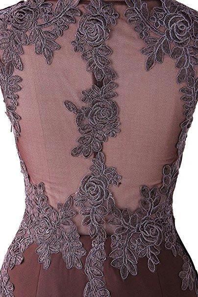 Mermaid Prom Dress Lace Appliques Sheer Back Bridesmaid Dress (ZD13203)