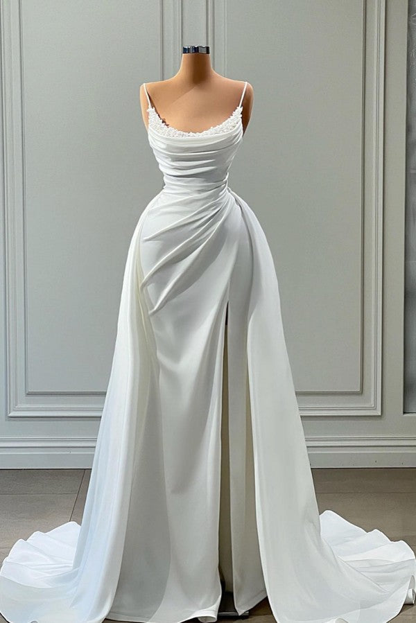 Mermaid Spaghetti strap Floor-Length Sleeveless High Split With Side Train Prom Dress