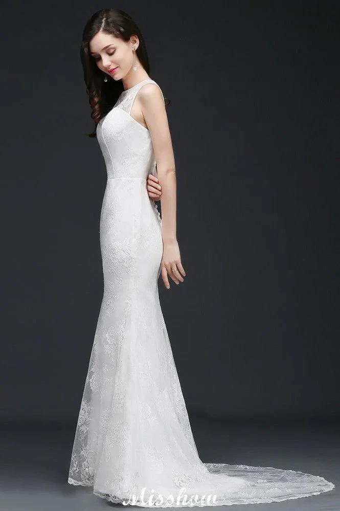 Mermaid Sweep Train Lace New Arrival Wedding Dresses with Buttons (ZD16611)