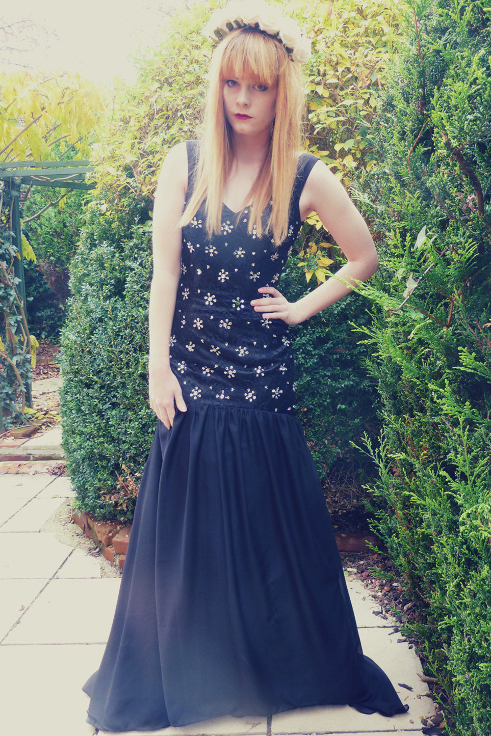 Mermaid Wide Straps Floor Length Tulle Rhinestone Prom Dress