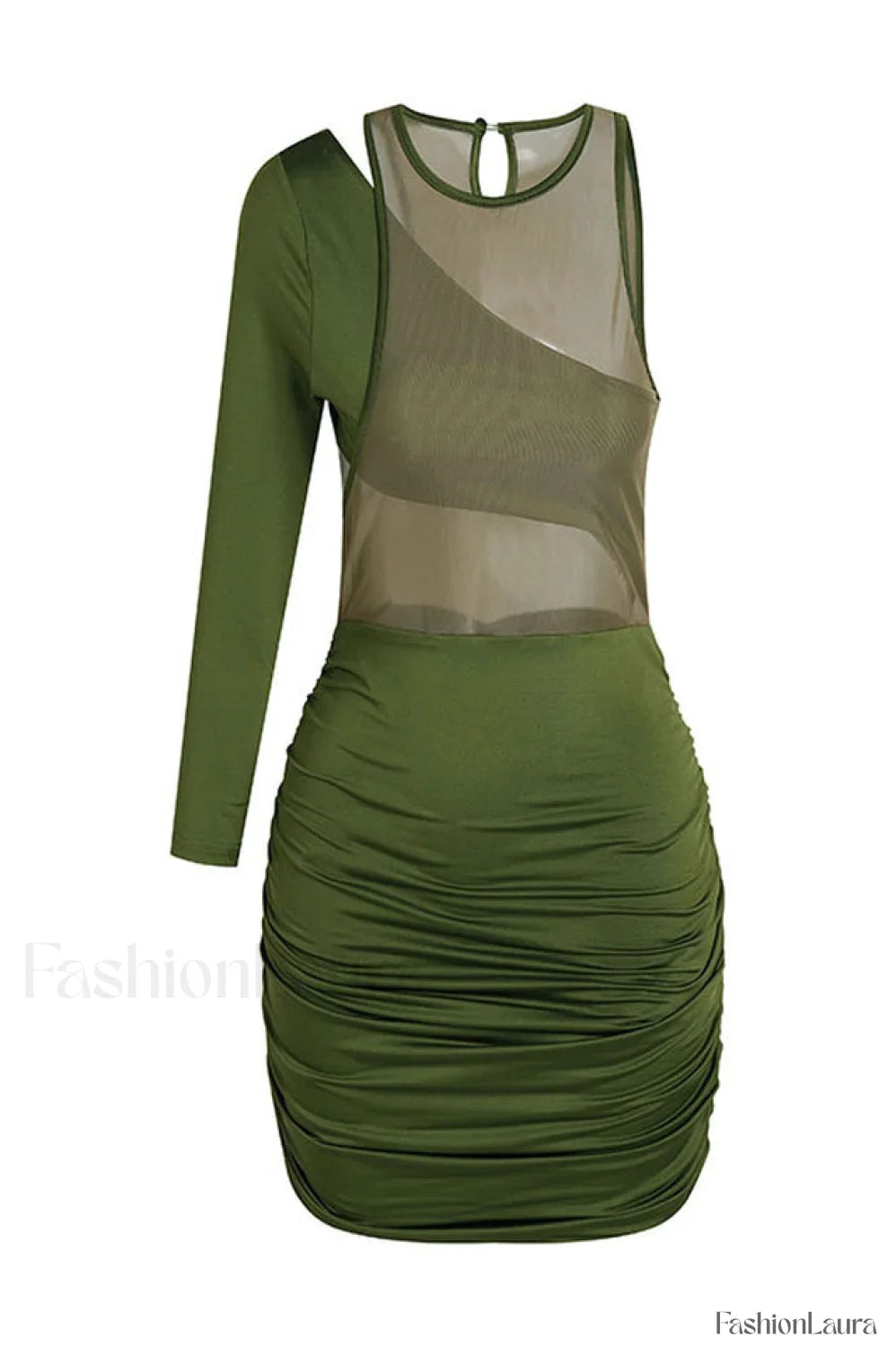 Mesh One Shoulder Charming Layered Midi Dress