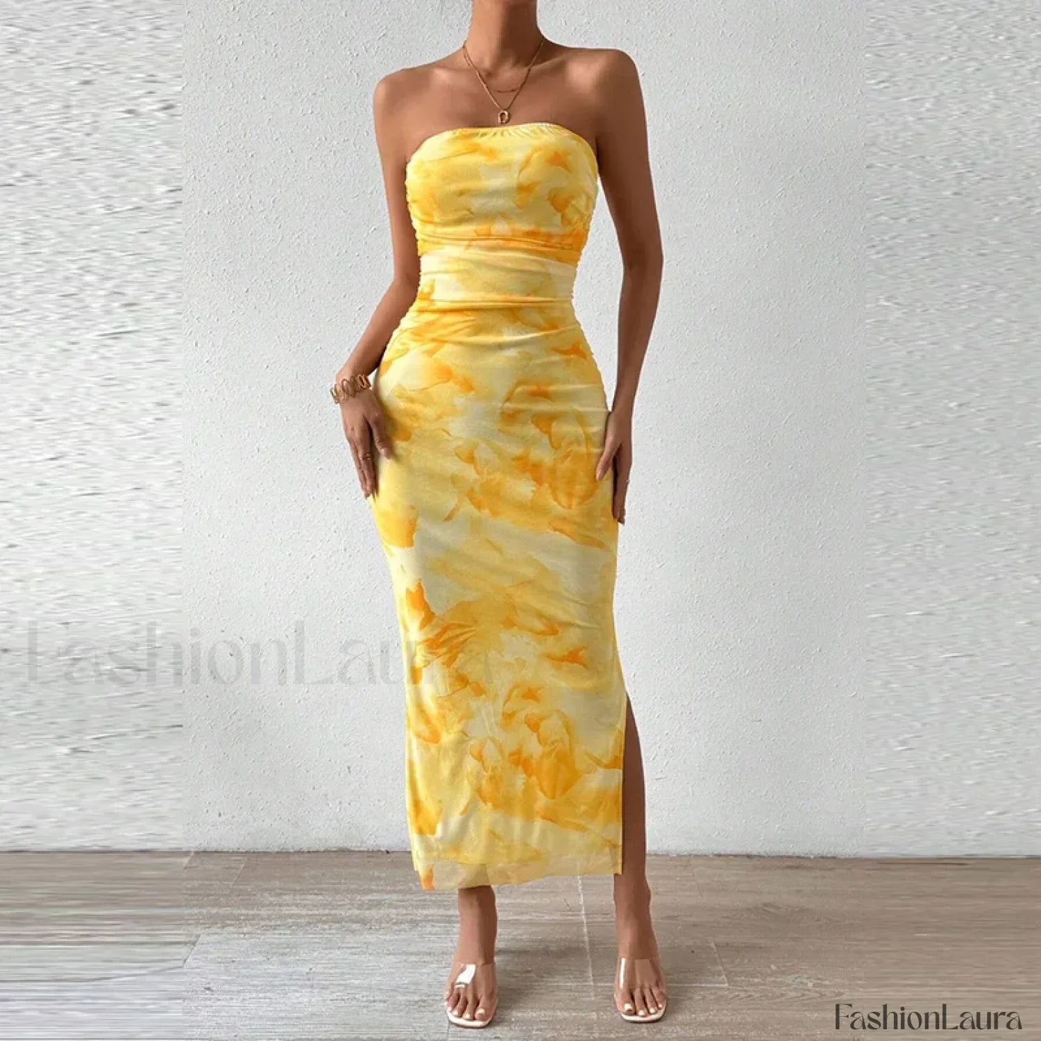 Mesh Wrap Split Classic Dress for Modern Casual Wear Boutique Fashion Style