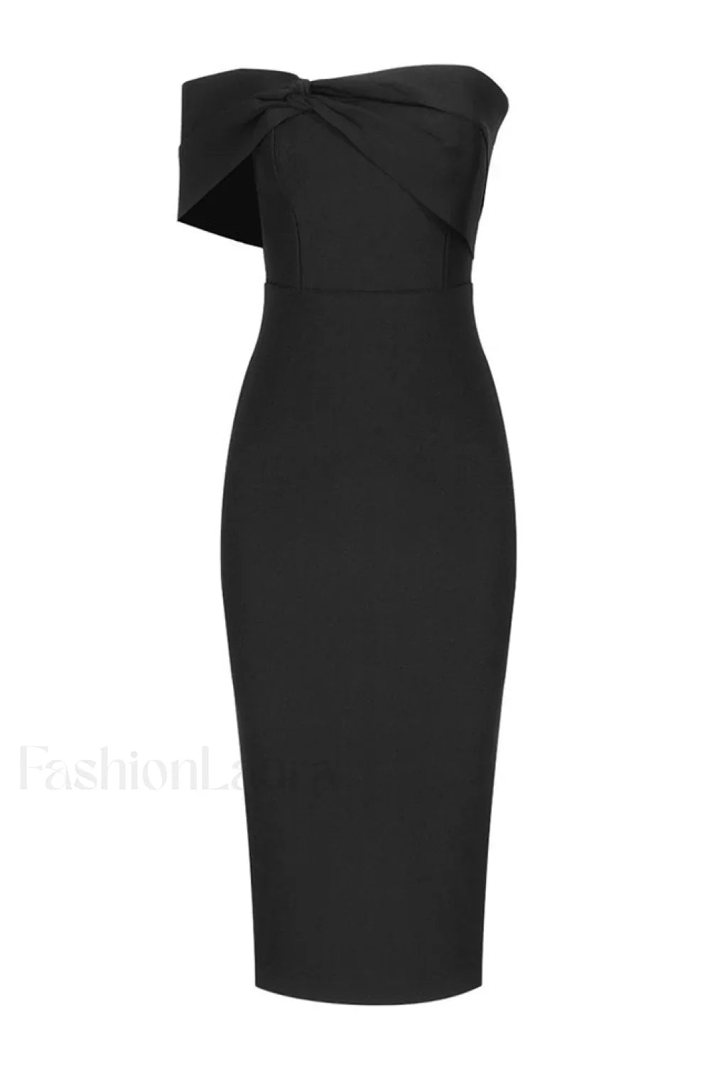 Milla Nova Draped Charming Crepe Midi Dress XS / Black
