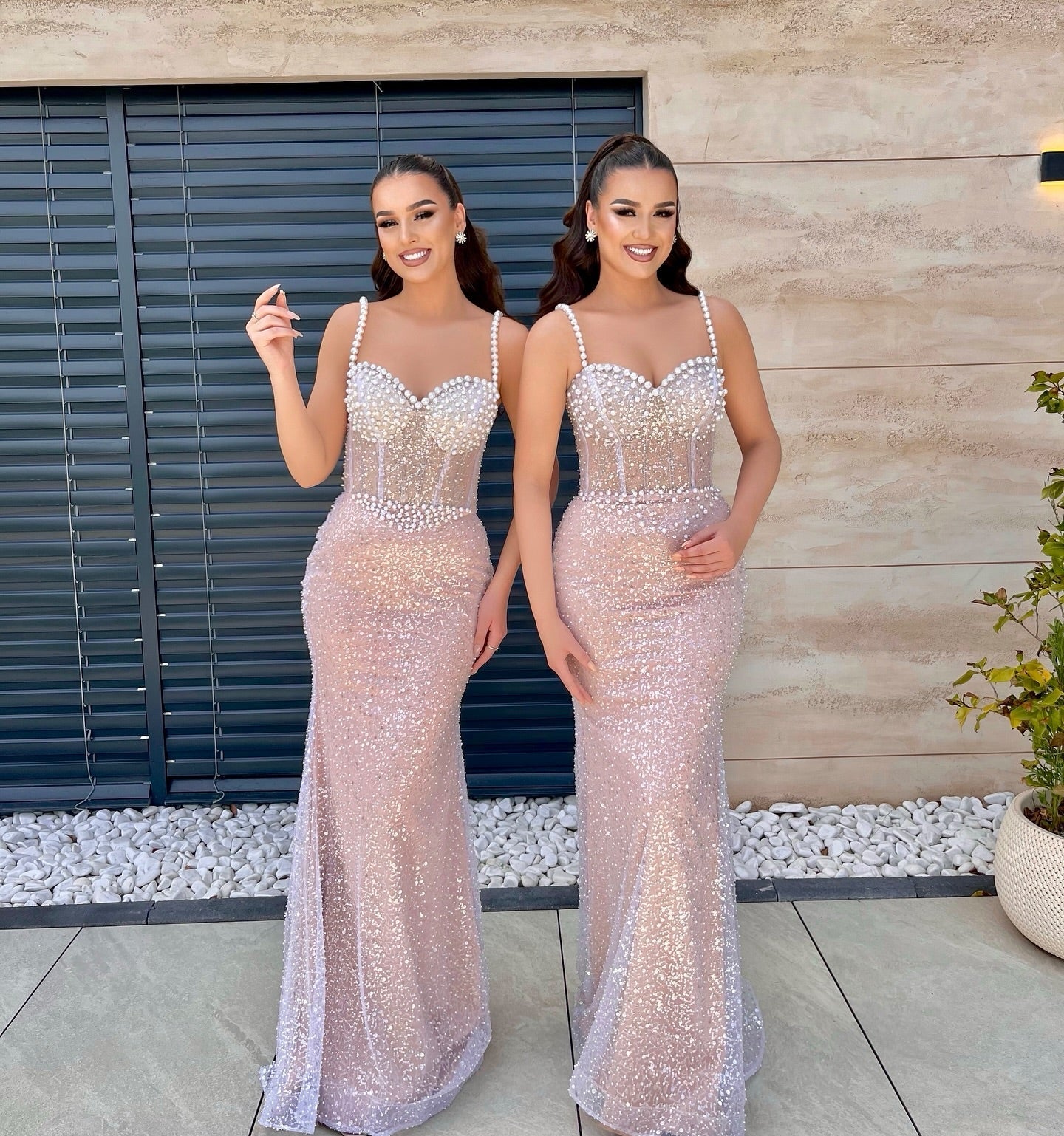 L2330 - Chic & Modern Fitted Sweetheart Spaghetti Straps Empire Beaded Sequined Party Prom Evening Dress