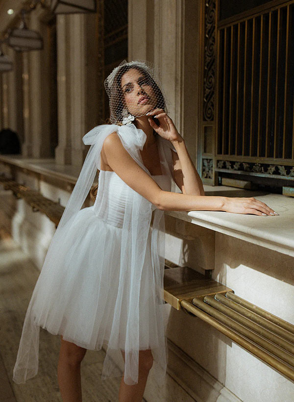 Modern Chic A-Line Sleeveless Short Reception Wedding Dresses