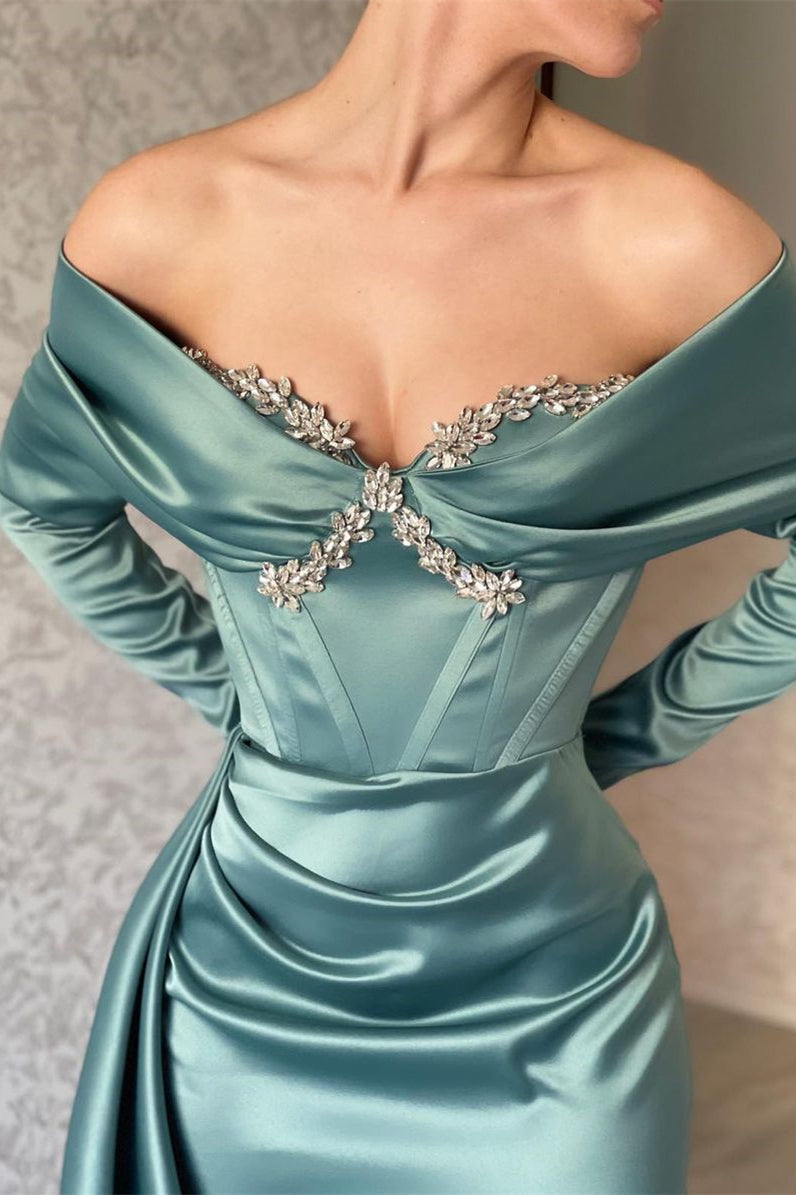 Modern Off-the-shoulder Long Sleeves Prom Dresses Mermaid Long With