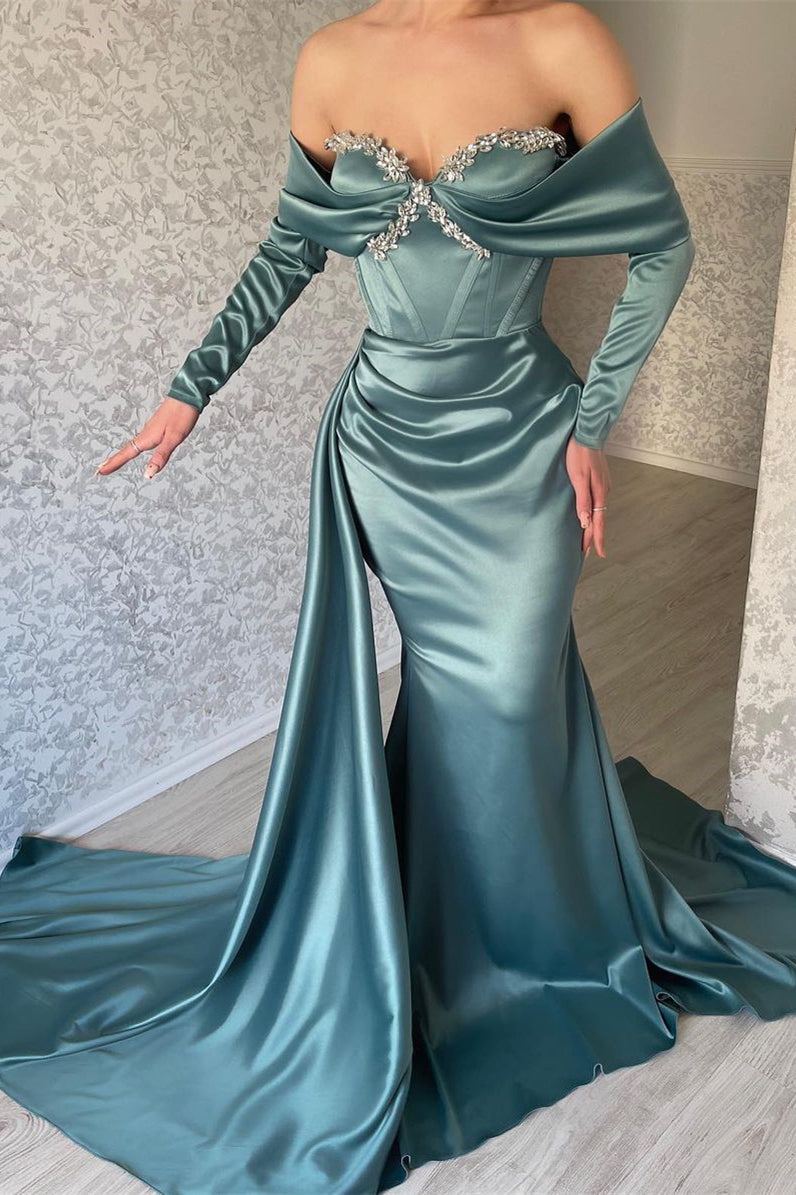 Modern Off-the-shoulder Long Sleeves Prom Dresses Mermaid Long With