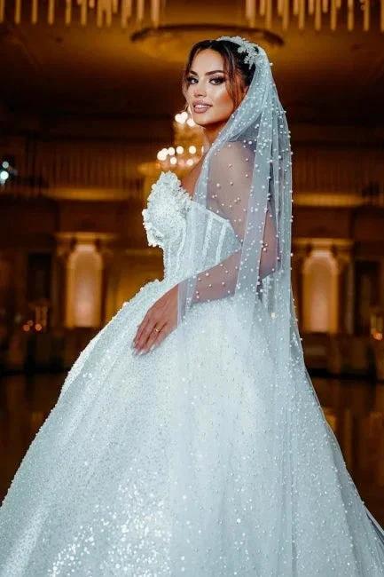 Modern Princess Sleeveless A-line Wedding Dresses With Glitter (ZD14533)