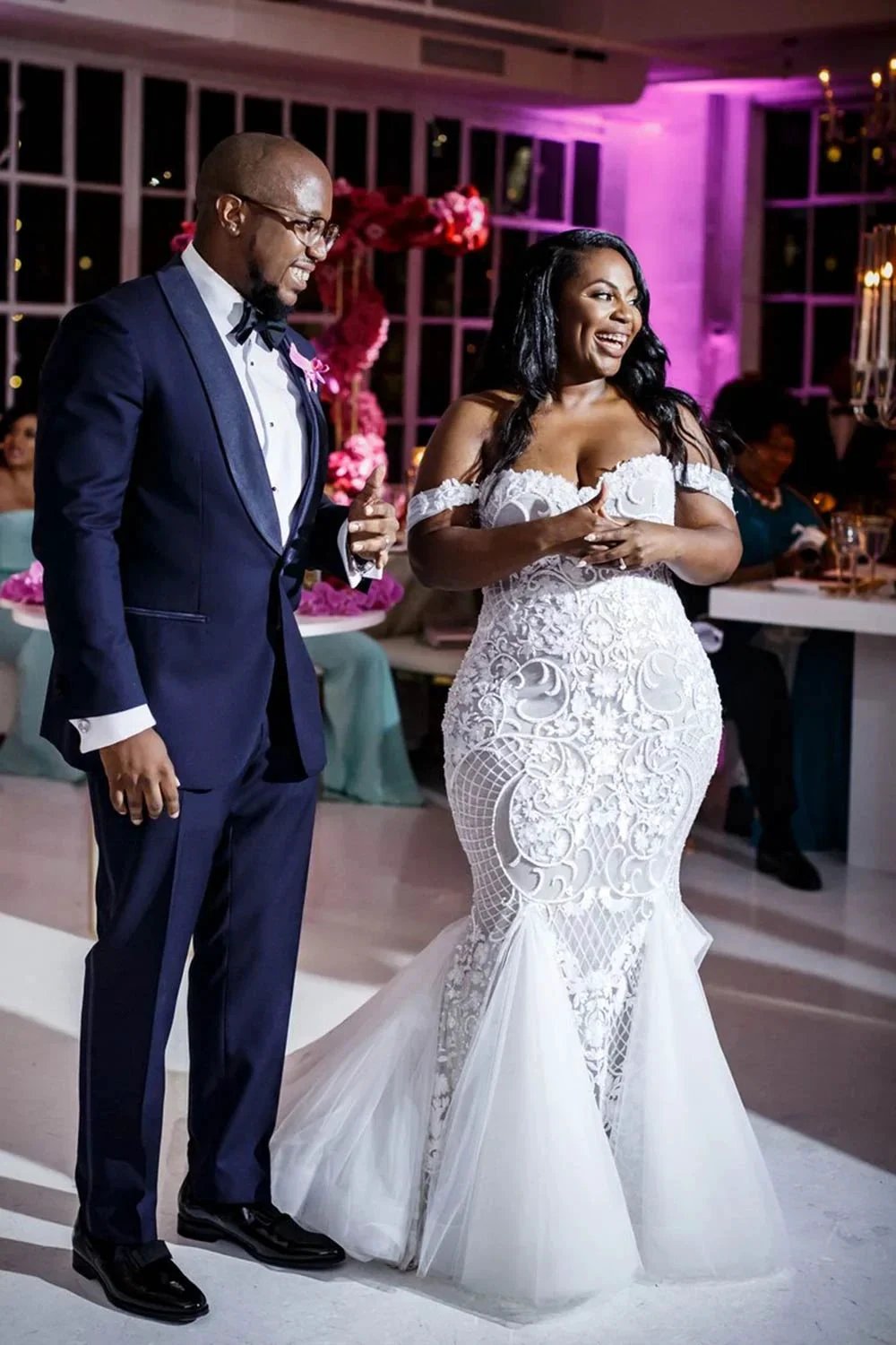 Modest Plus Size Long Mermaid Off-the-Shoulder Lace Wedding Dresses (ZD15837)