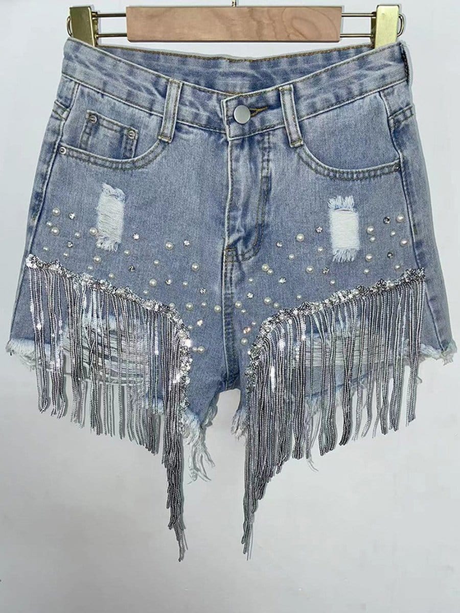 Mya Short Tassel Denim Jeans