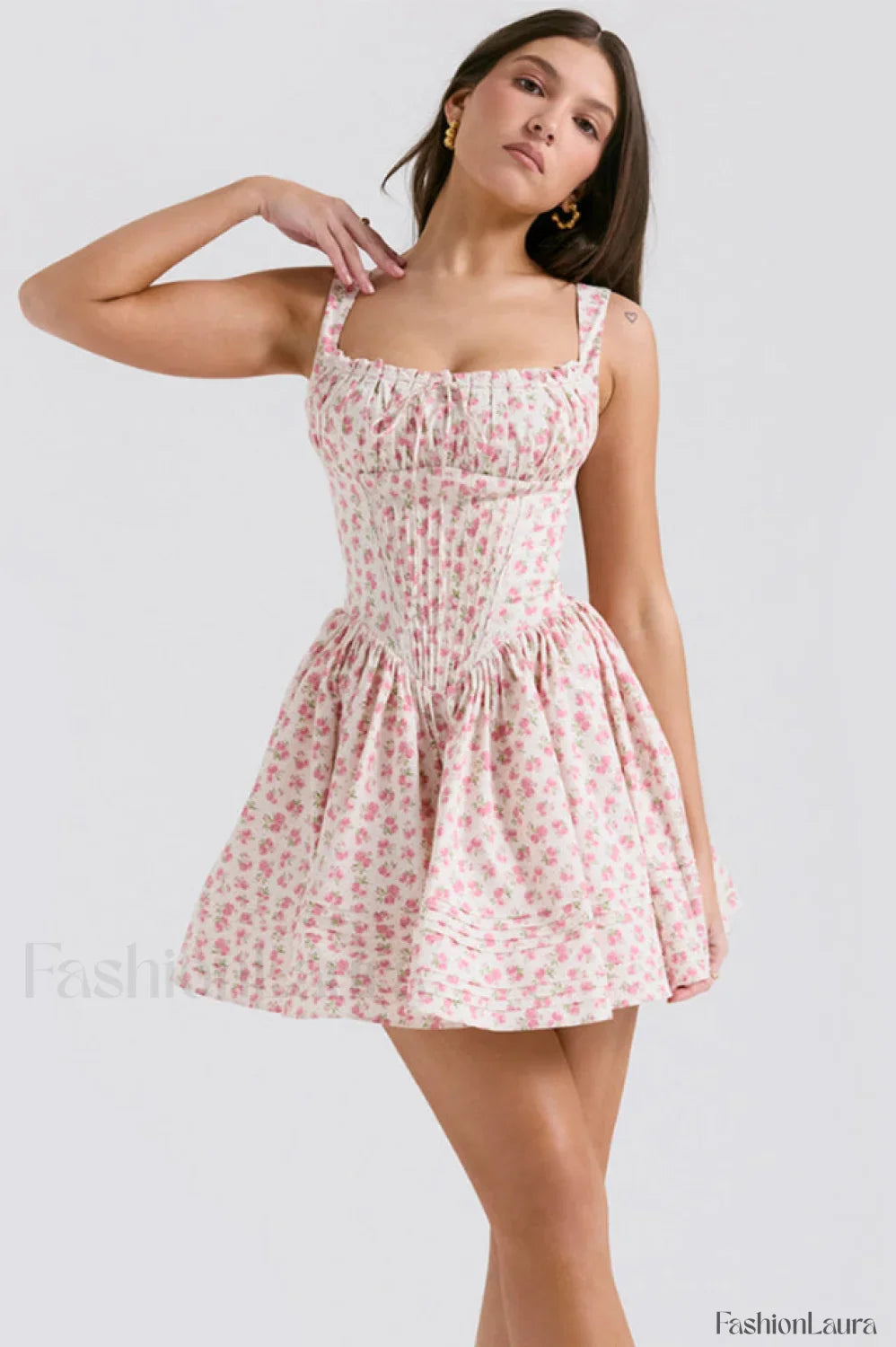 Natassia White Stylish Cotton Mini Dress