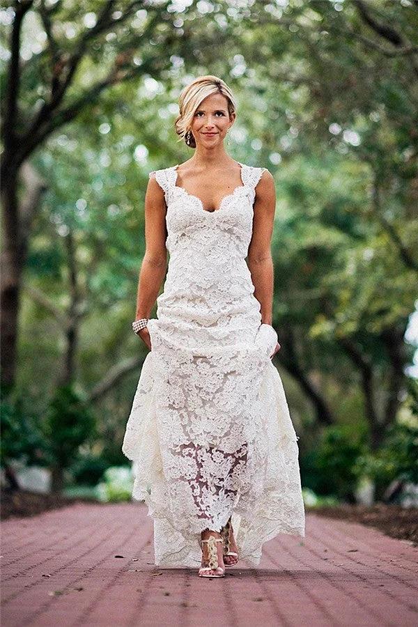 New Arrival Full Lace Wedding Dress Sleeveless Summer Bridal Wears (ZD13862)