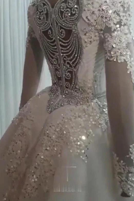 New Arrival Long Sleeves Mermaid Wedding Dress with Overskirt (ZD16604)