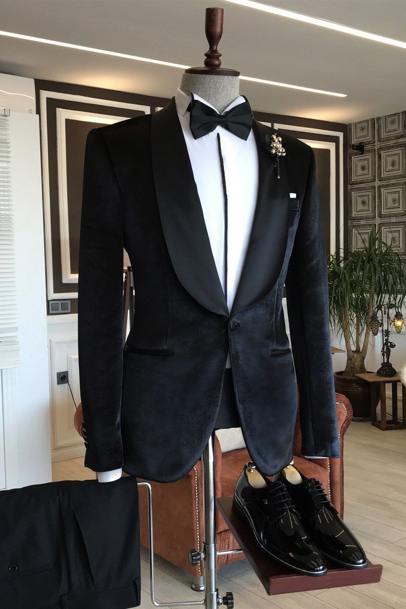 New in Bespoke Velvet Shawl Lapel Slim-Fit Wedding Tuxedox