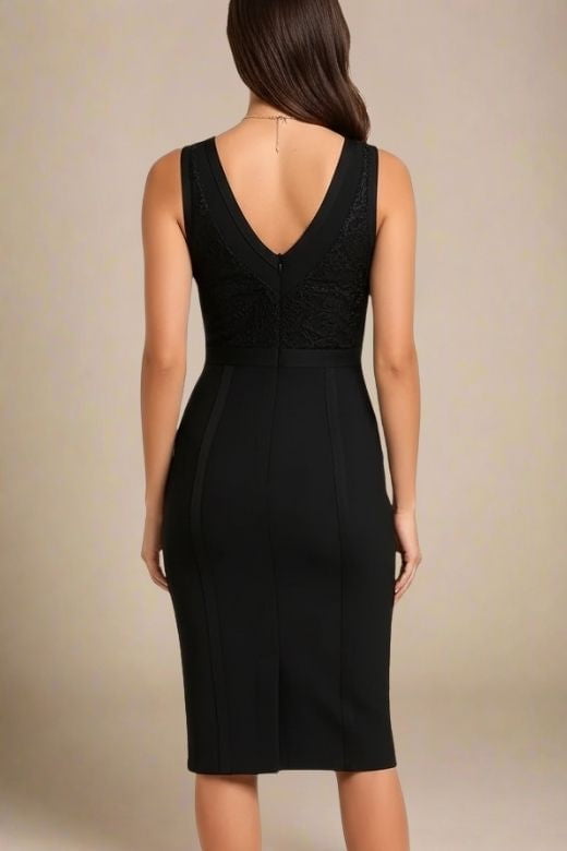 Noa V Neck Bodycon Dress - Classic Black