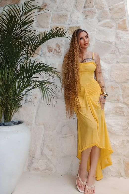 Noah Bodycon Wrap Midi Dress- Sun Yellow