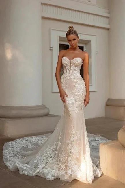 Noble sweetheart sleeveless mermaid lace Wedding dresses (ZD14876)
