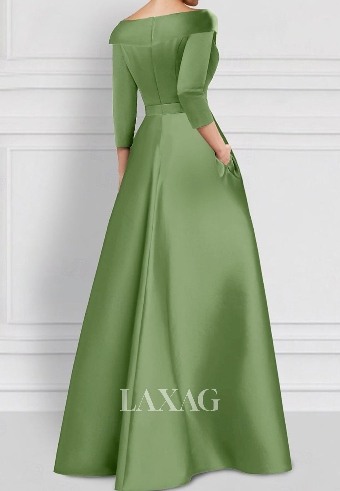 V-Neck Half-Sleeves Pleated Party Gowns Applique Embroidered Mermaid Wedding Guest Dress with Overskirt