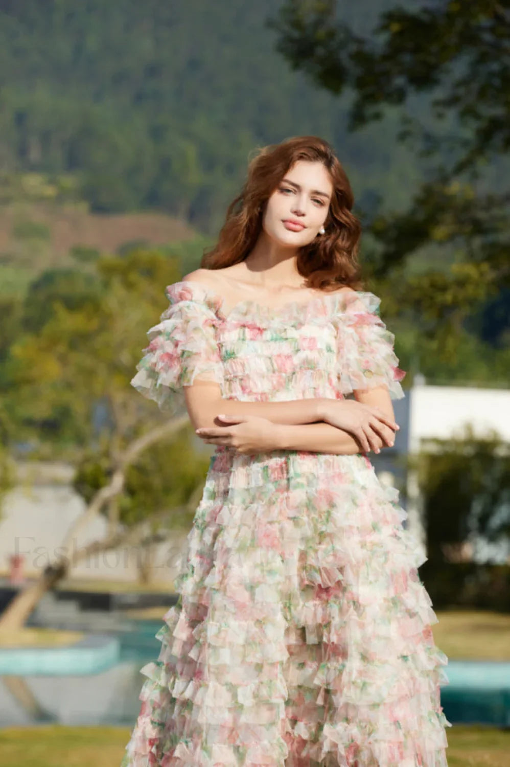 Nola Ruched Stylish Floral Maxi Dress