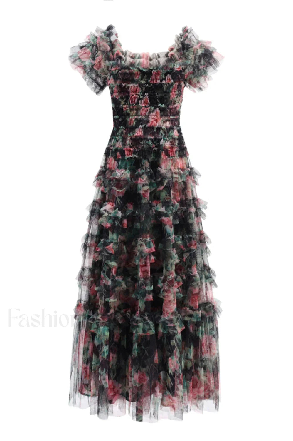 Nola Ruched Stylish Floral Maxi Dress