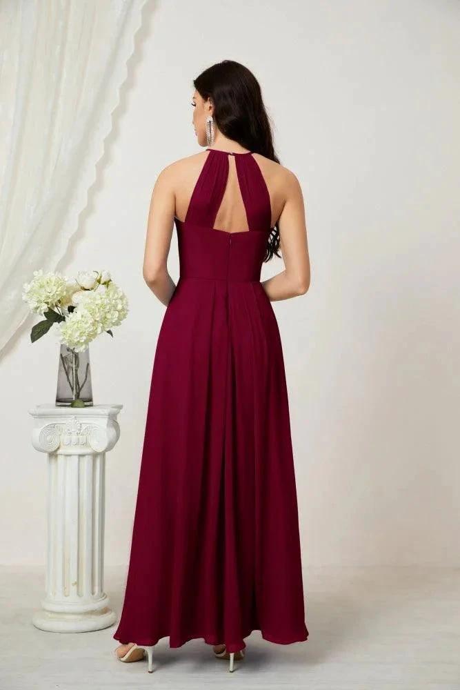 ZapDress Chiffon Halter Bridesmaid Dresses Long A-Line Formal Evening Dress 2805 (ZD16959)