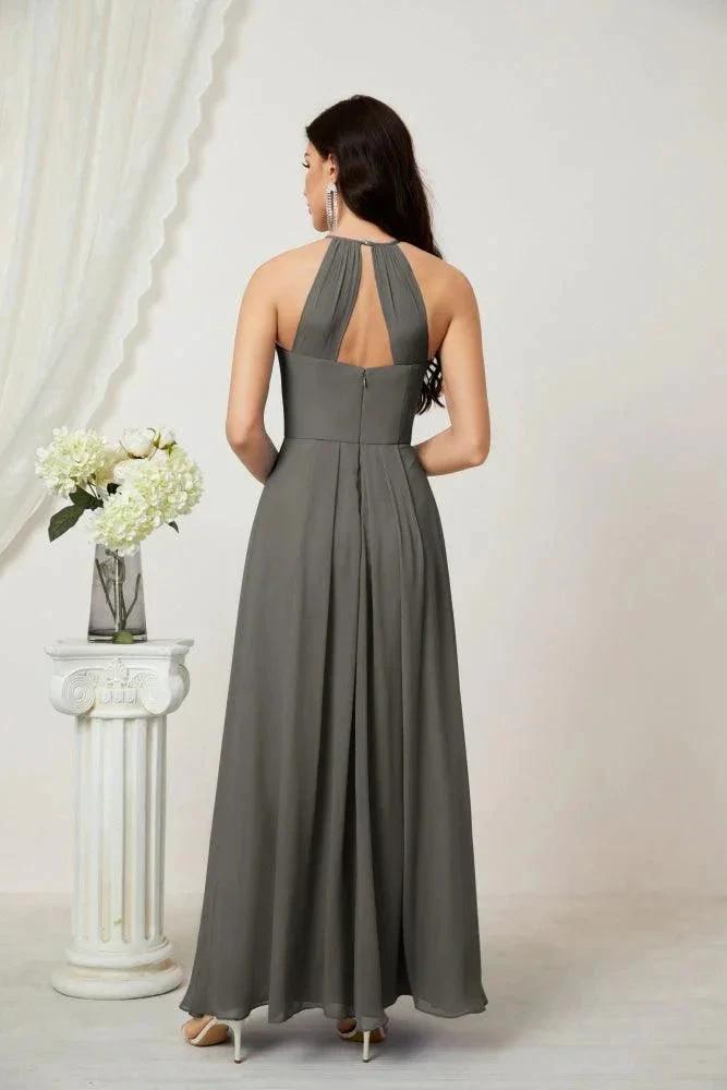 ZapDress Chiffon Halter Bridesmaid Dresses Long A-Line Formal Evening Dress 2805 (ZD16959)