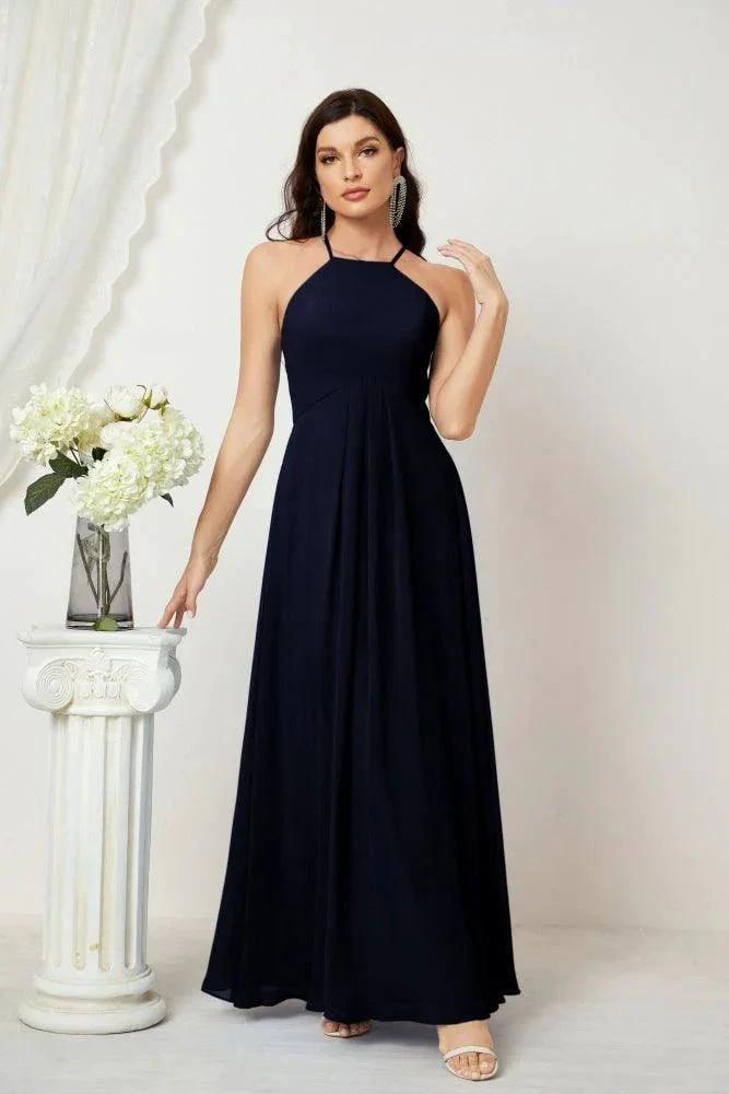 ZapDress Chiffon Halter Bridesmaid Dresses Long A-Line Formal Evening Dress 2805 (ZD16959)