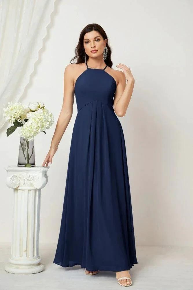 ZapDress Chiffon Halter Bridesmaid Dresses Long A-Line Formal Evening Dress 2805 (ZD16959)