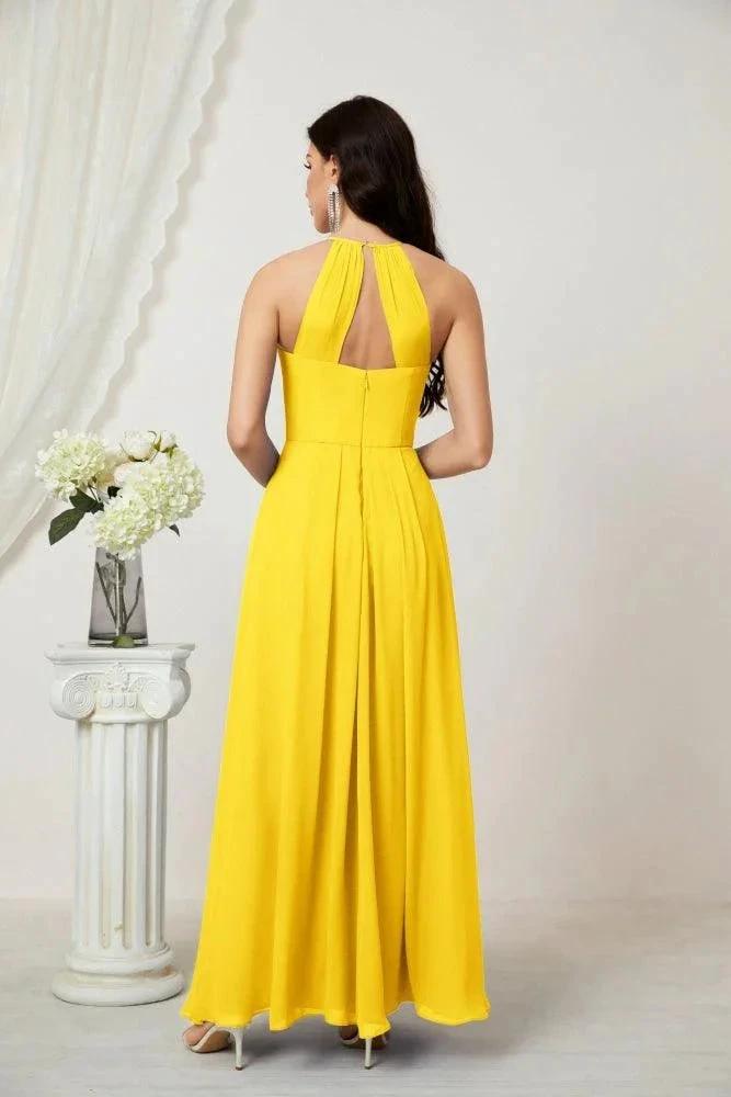 ZapDress Chiffon Halter Bridesmaid Dresses Long A-Line Formal Evening Dress 2805 (ZD16959)