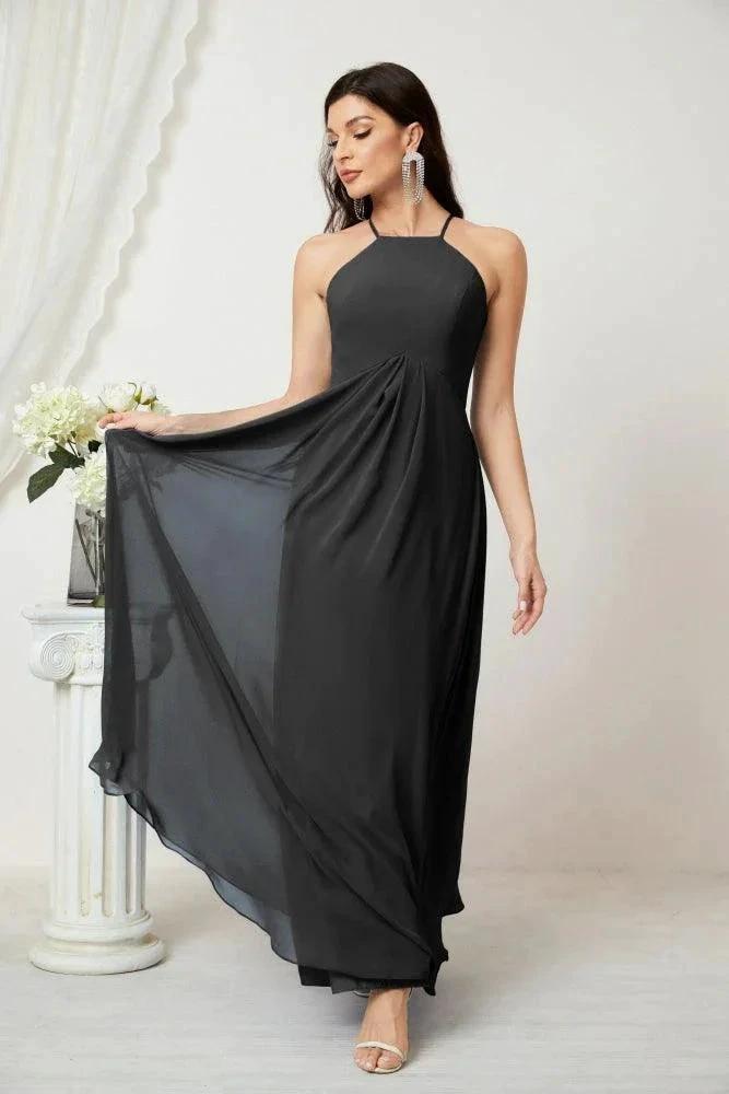 ZapDress Chiffon Halter Bridesmaid Dresses Long A-Line Formal Evening Dress 2805 (ZD16959)