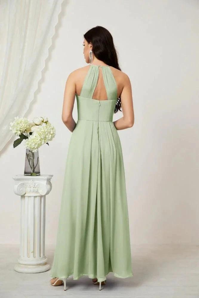 ZapDress Chiffon Halter Bridesmaid Dresses Long A-Line Formal Evening Dress 2805 (ZD16959)