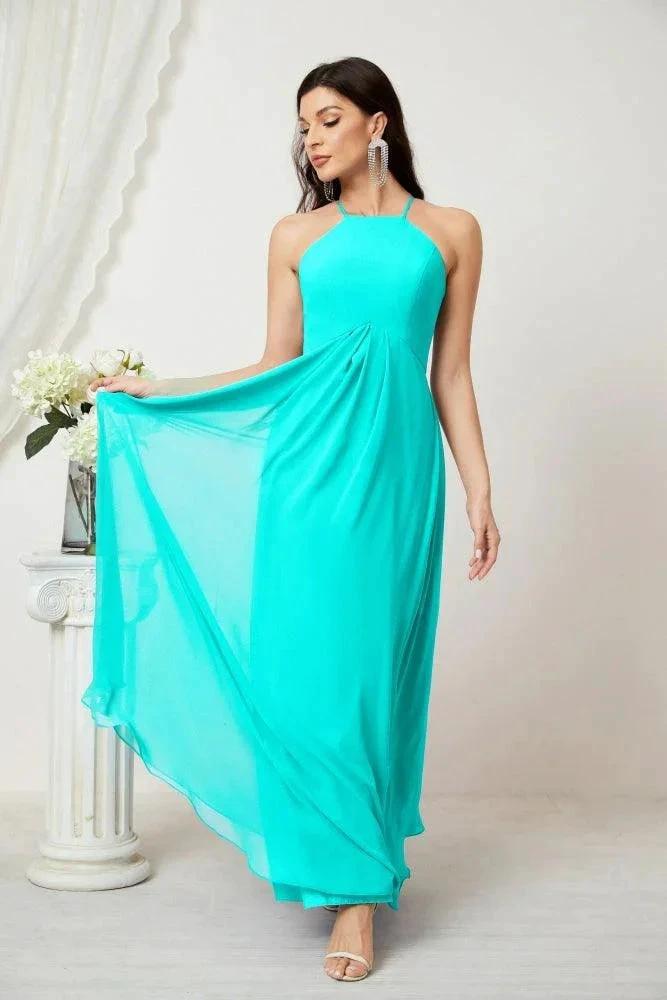 ZapDress Chiffon Halter Bridesmaid Dresses Long A-Line Formal Evening Dress 2805 (ZD16959)