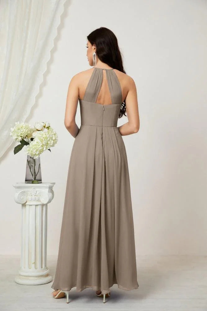 ZapDress Chiffon Halter Bridesmaid Dresses Long A-Line Formal Evening Dress 2805 (ZD16959)