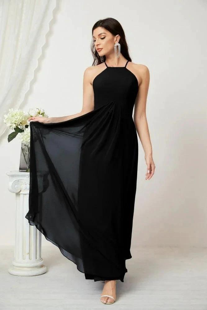 ZapDress Chiffon Halter Bridesmaid Dresses Long A-Line Formal Evening Dress 2805 (ZD16959)
