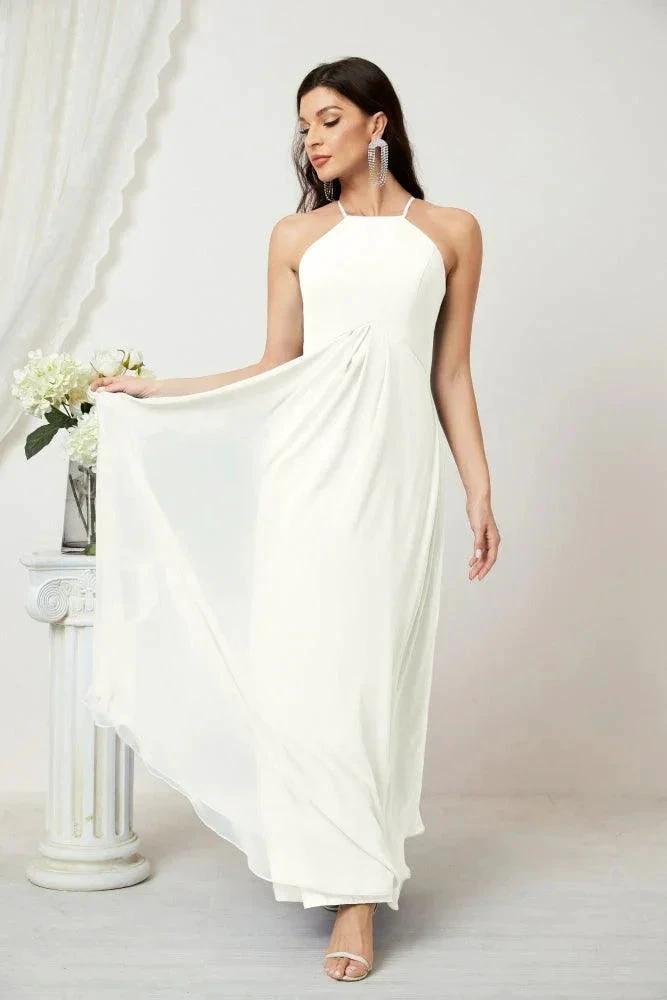 ZapDress Chiffon Halter Bridesmaid Dresses Long A-Line Formal Evening Dress 2805 (ZD16959)