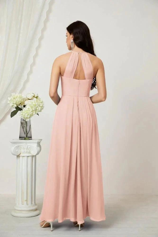 ZapDress Chiffon Halter Bridesmaid Dresses Long A-Line Formal Evening Dress 2805 (ZD16959)