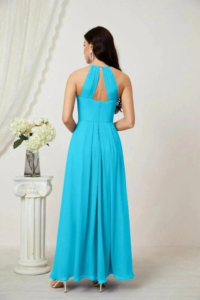 ZapDress Chiffon Halter Bridesmaid Dresses Long A-Line Formal Evening Dress 2805 (ZD16959)