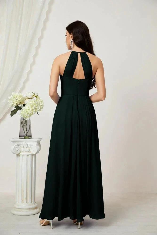 ZapDress Chiffon Halter Bridesmaid Dresses Long A-Line Formal Evening Dress 2805 (ZD16959)