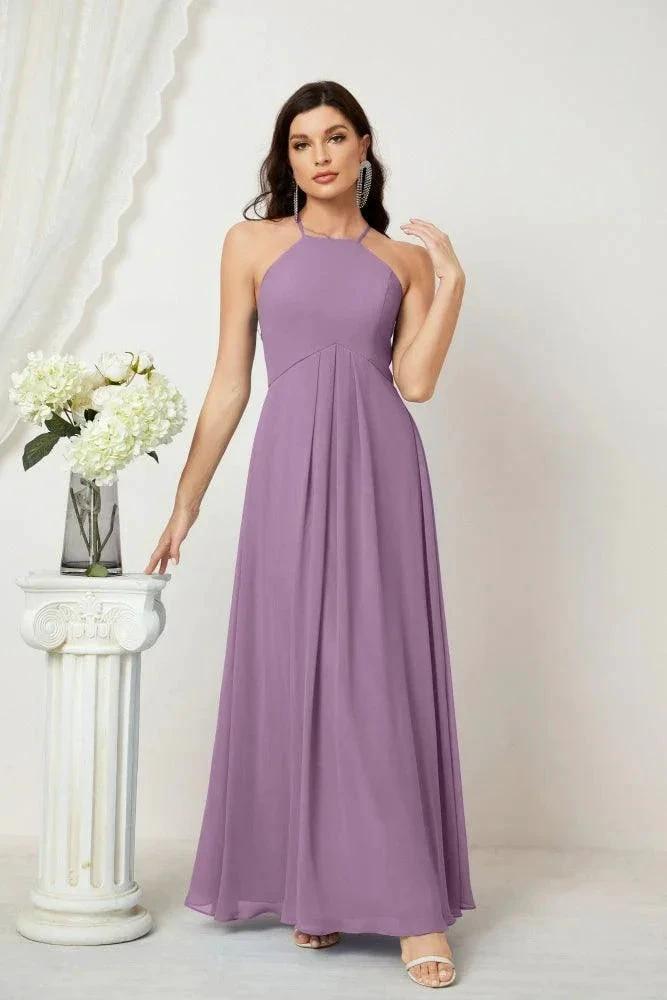 ZapDress Chiffon Halter Bridesmaid Dresses Long A-Line Formal Evening Dress 2805 (ZD16959)